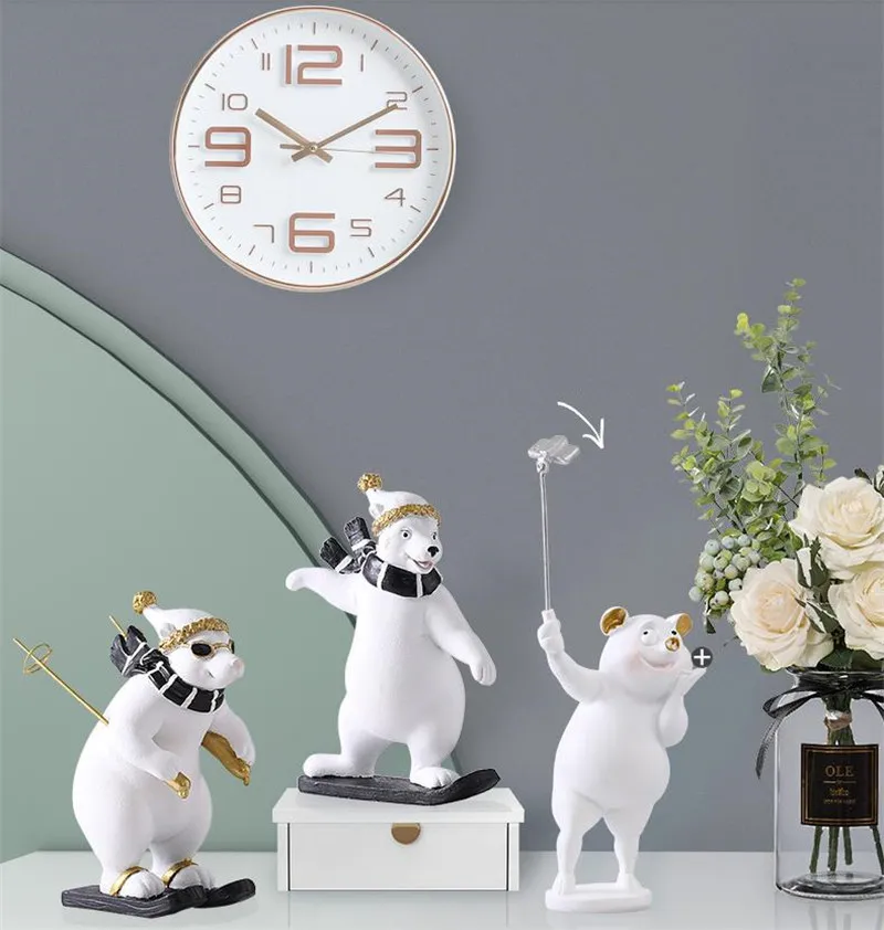 [HHT] Северный милый лыжный белый медведь украшения креативные изделия из смолы