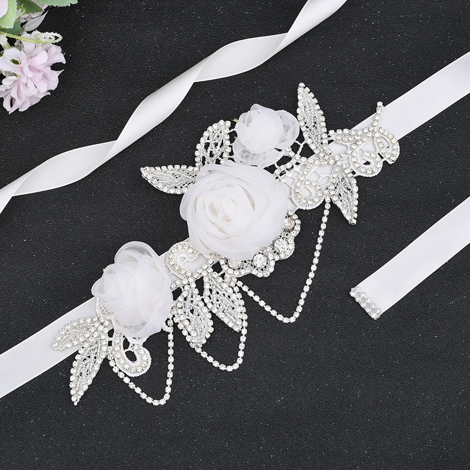 

S499 Rhinestone Wedding Belt Flowers Bridal Bridesmaid Dress Accessories Belts for Women Prom Evening Dresses Belt Bride Sash
