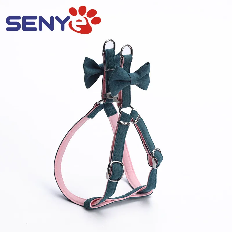 

Поводок для домашних животных, модный двухцветный хлопковый нагрудный ремень с бантом, для прогулок с собакой, кошкой