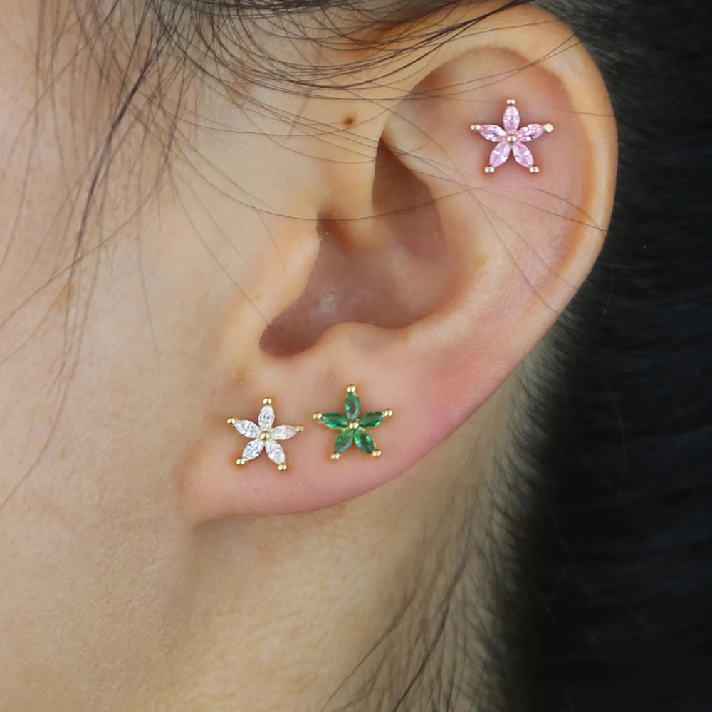 

Простые серьги-звезды из стерлингового серебра 925 пробы для женщин, тонкие блестящие разноцветные серьги-гвоздики с фианитами, геометричес...