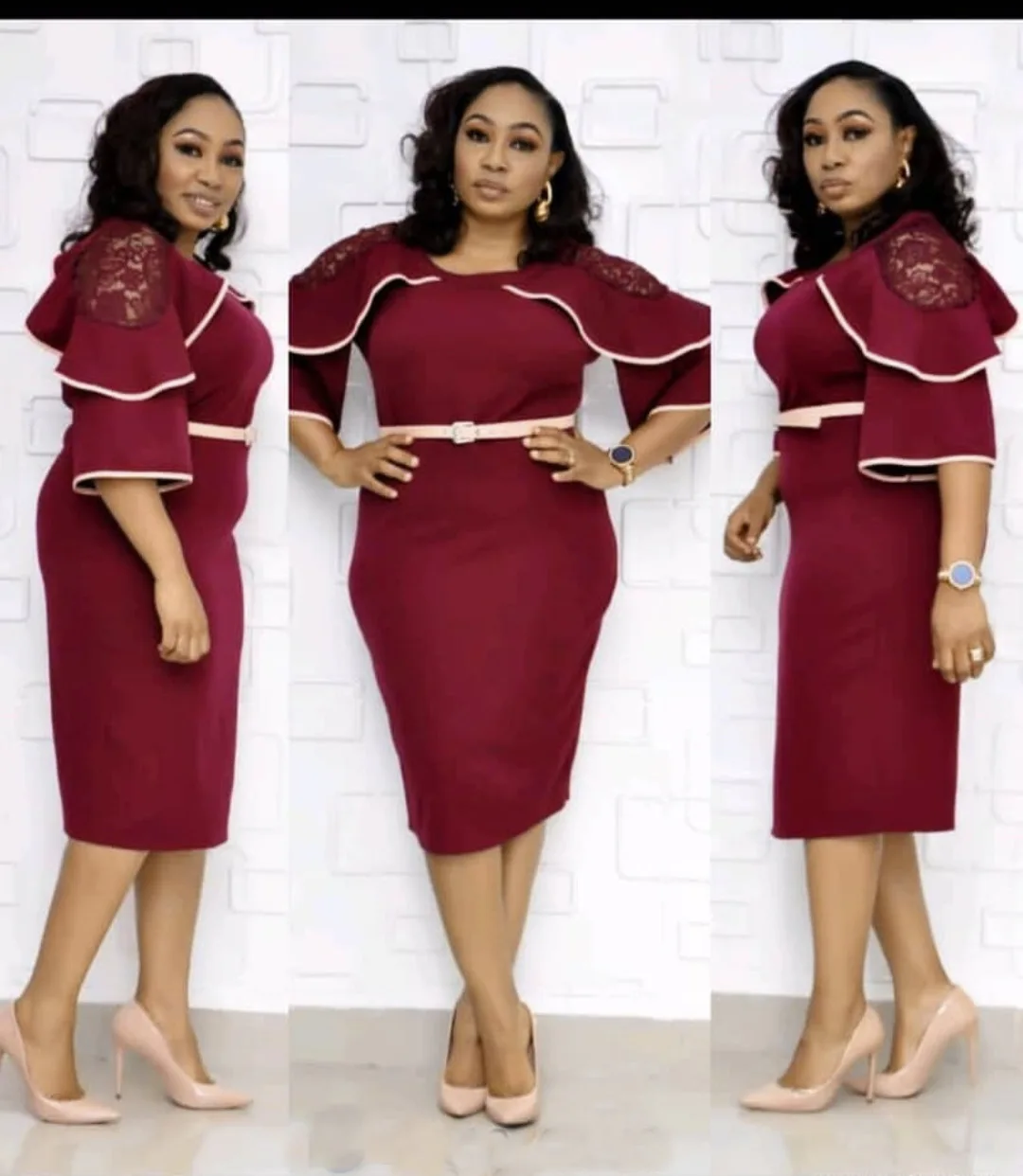 2020 new arrival summer elegent african women o-neck polyester plus size knee-length dress L-2XL | Тематическая одежда и