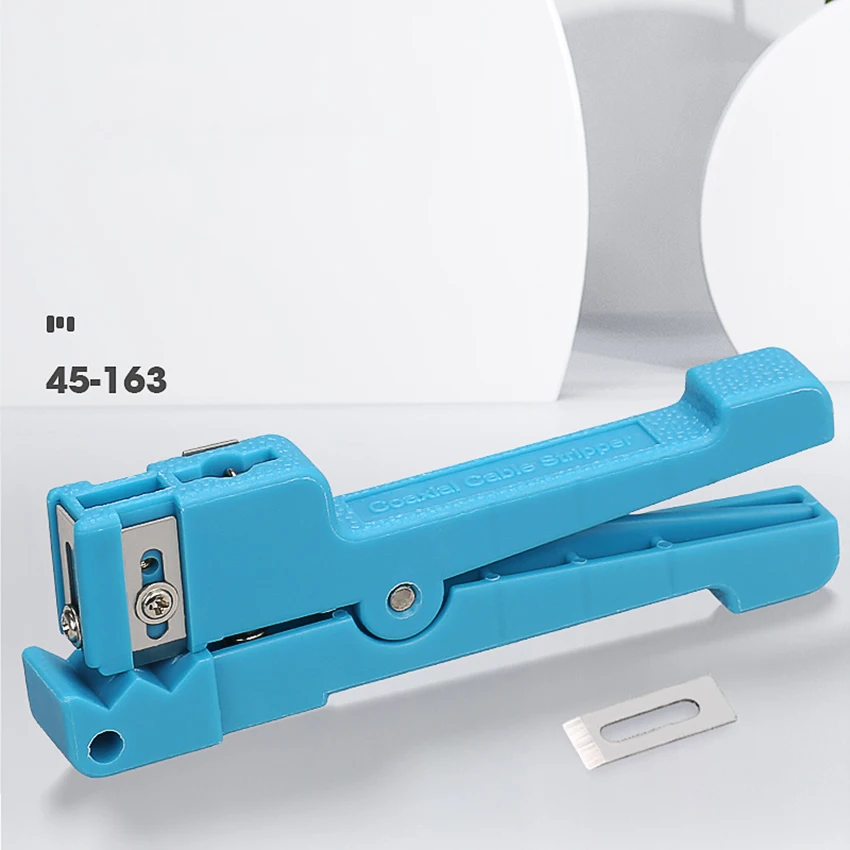 

45-163 Adjustable Coaxial Cable Cutter and Stripper, with 4 Blades, 3.2-5.6mm Cutting Diameter, Fiber Optic Stripping Tool