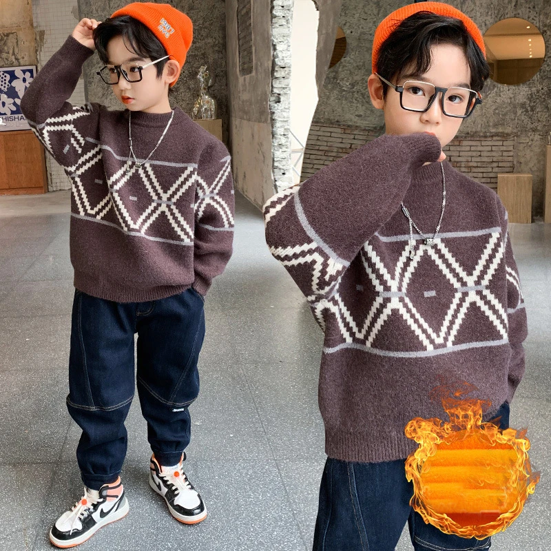 

8 10 years Warm Boys Sweater Winter Fleece Tops Spring Fall Children Teens Clothes