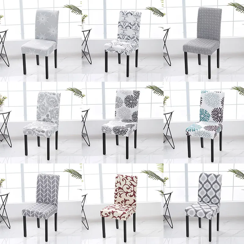 

Printed stretch chair cover retractable dining chair cover hotel restaurant dining chair cover simple fabric home decoration
