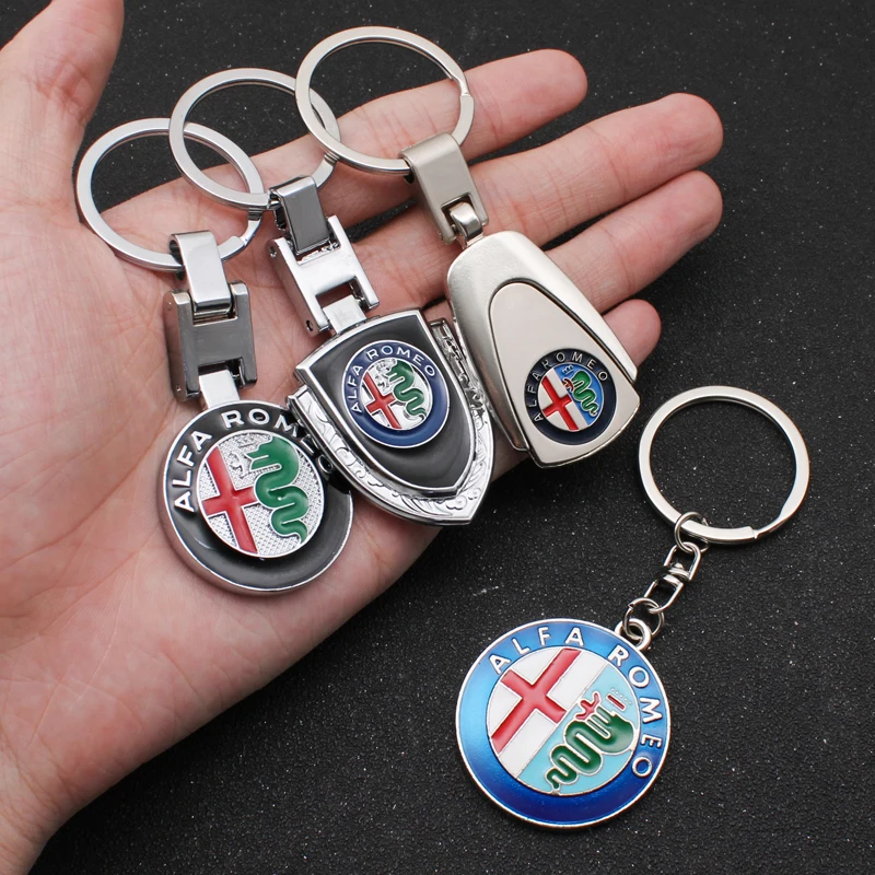 

3D Metal/Leather Car Styling Emblem Keychain Key Chain Rings For Alfa Romeo 159 147 156 164 Giulietta Guillia Mito f1 Car Parts