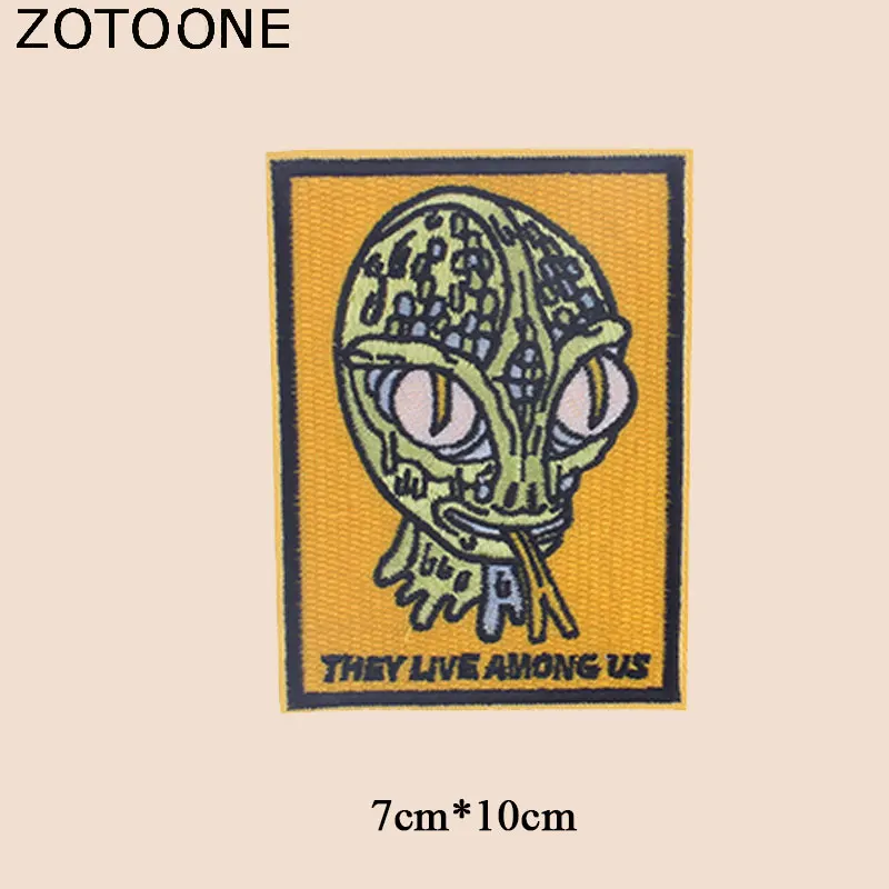 ZOTOONE Alien Patch Badges Diy Stickers for Kids Iron on Clothes Heat Transfer Applique Embroidered Applications Cloth Fabric G | Дом и сад