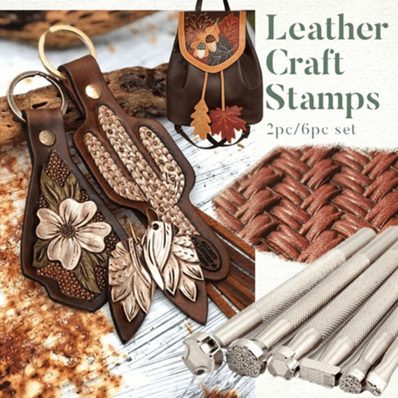 

Leather Stamping Tools Set Non-Slip Different Shape Handle DIY Handcraft Making Tool for Leather Craft DTT88