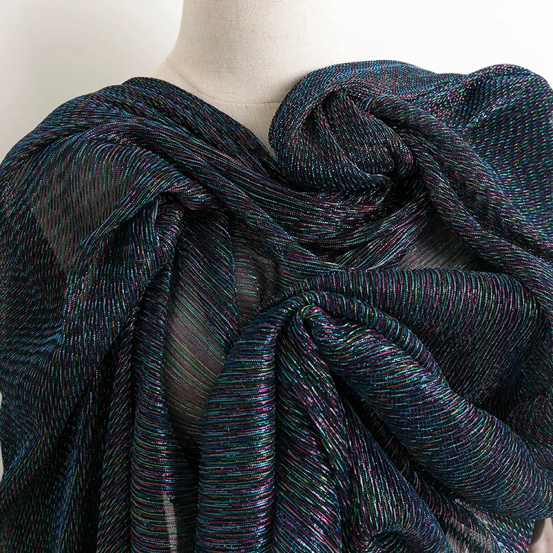 Модный дизайнер Креп блеск ткани блестящий мягкий для вечернего платья или шарф