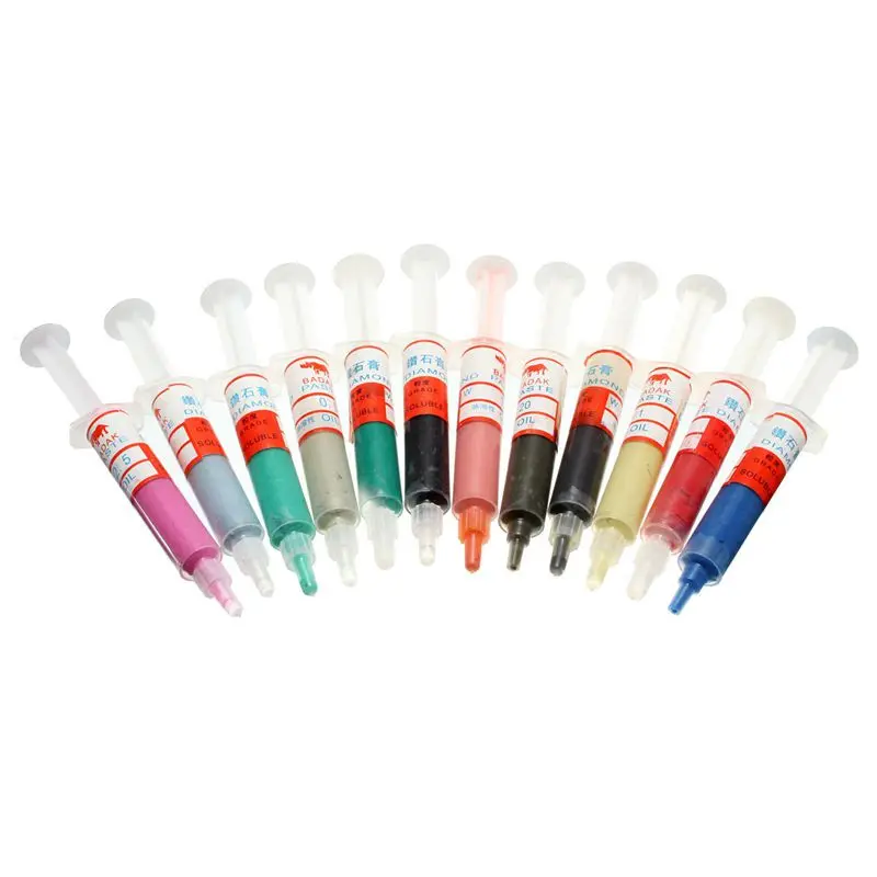 

12Pcs Diamond Polishing Lapping Paste Compound Syringes 0.5-40 Micrometer 5 Gram