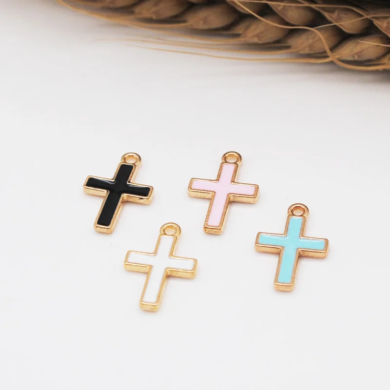 

20pcs/lot 16.5*10.5mm Jewelry Accessories Enamel Small Cross Charms Earrings Necklace Pendant Handmade DIY Material