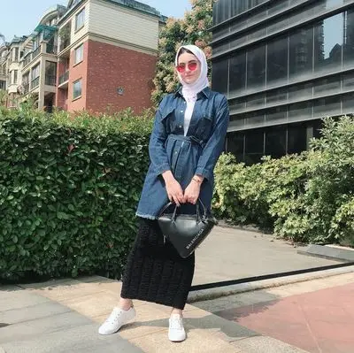 Осенне-весеннее джинсовое пальто Женская кимоно кардиган мусульманская блузка