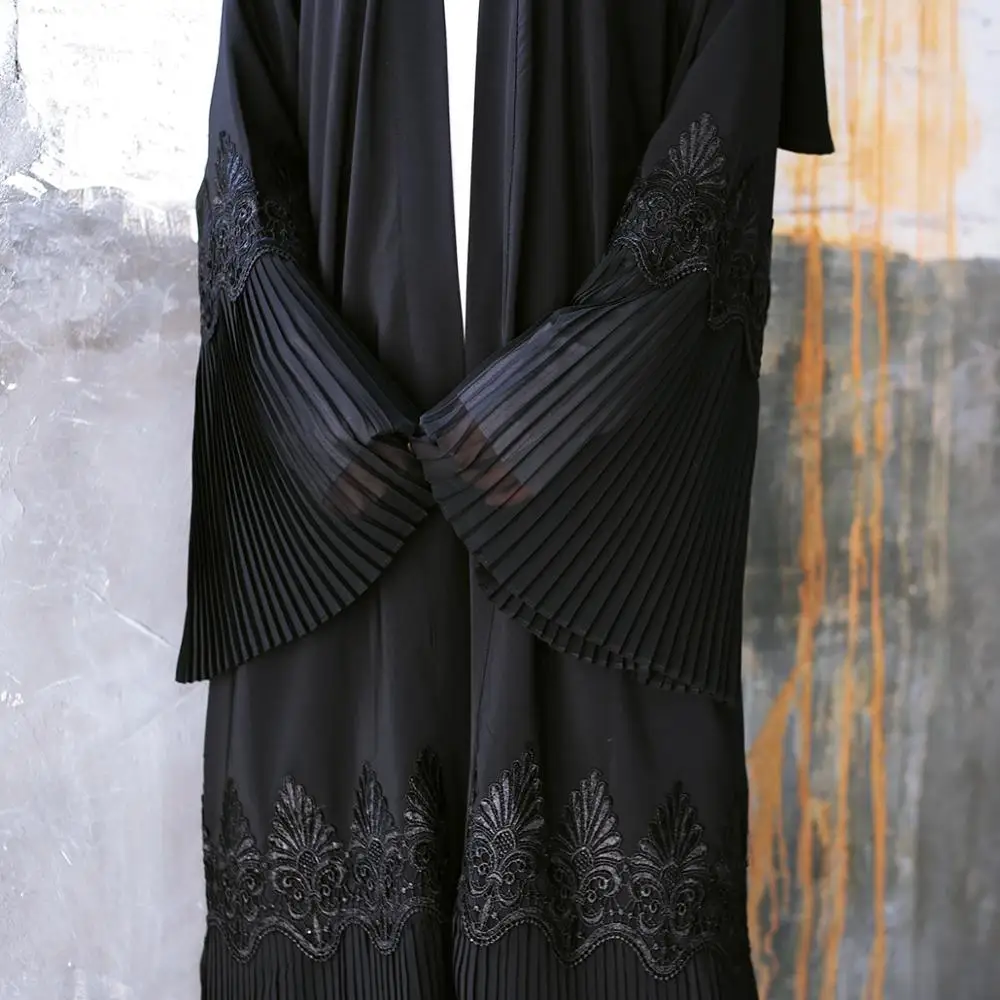 Открытый передний abaya Дубай длинный кардиган Женские мусульманские Длинные