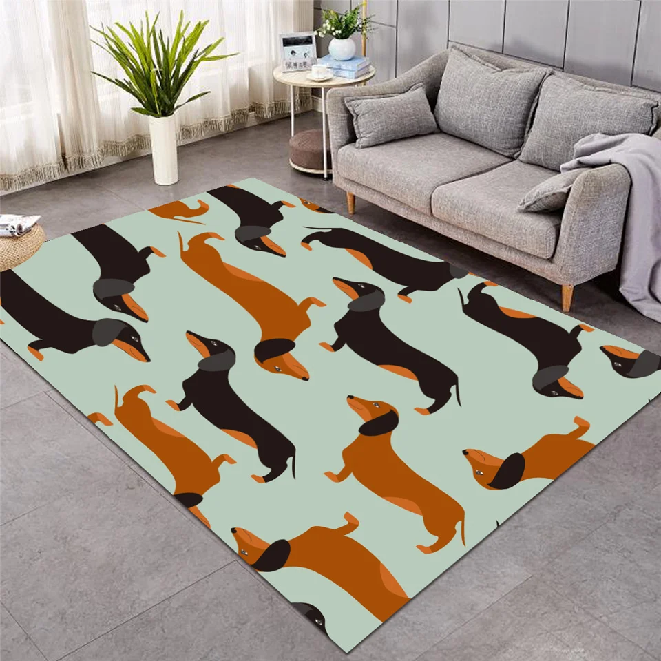 

2020 New achshund Large Carpets for Bedroom Colorful Puppy Floor Mat Non-slip Cartoon Pet Print Fashion Carpets