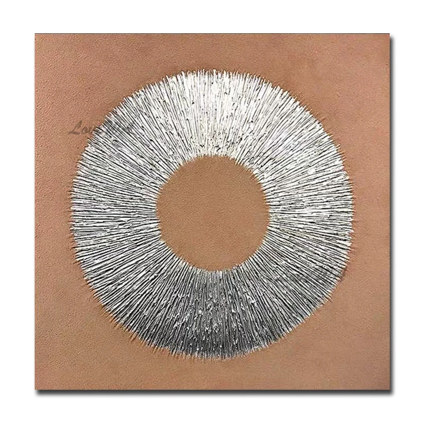 Большой размер абстрактная Серебряная текстура Искусство 100% Ручная роспись