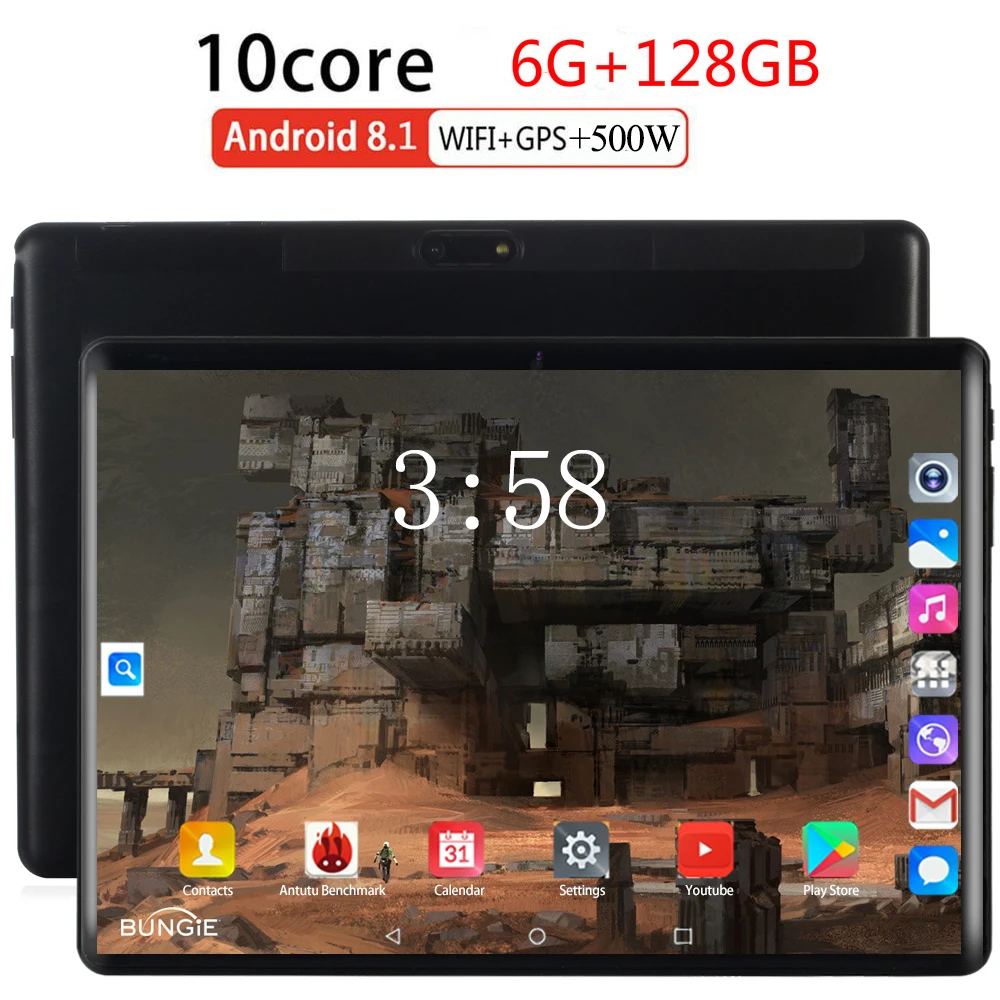 

2022 закаленное стекло 2.5D 4G FDD LTE 10-дюймовый планшетный ПК 10 ядер 6 ГБ ОЗУ 128 Гб ПЗУ экран WIFI Android 9.0 GPS