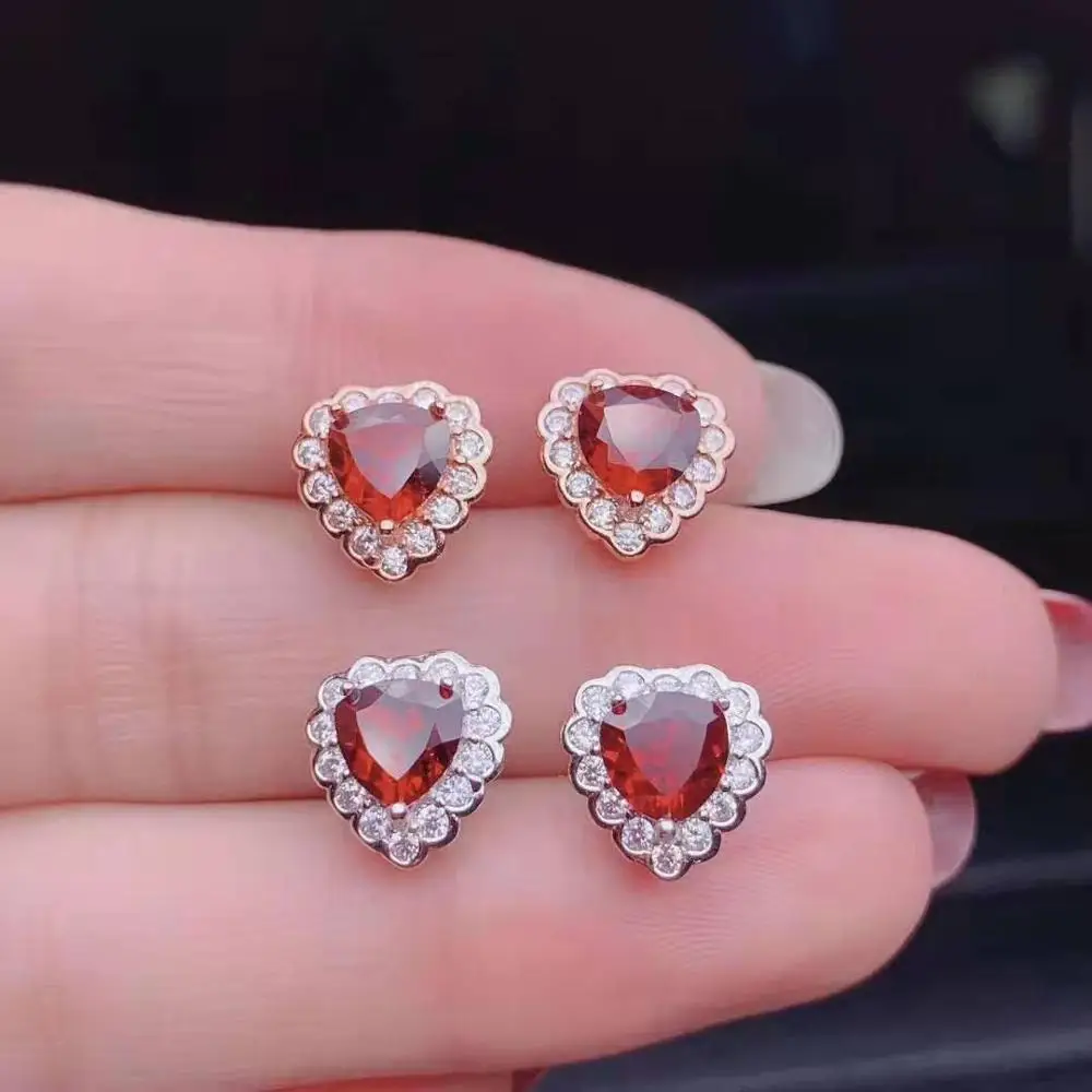 

Natural Garnet S925 Earrings are Fashion Fine Jewelry for Women to Attend Weddings and Parties