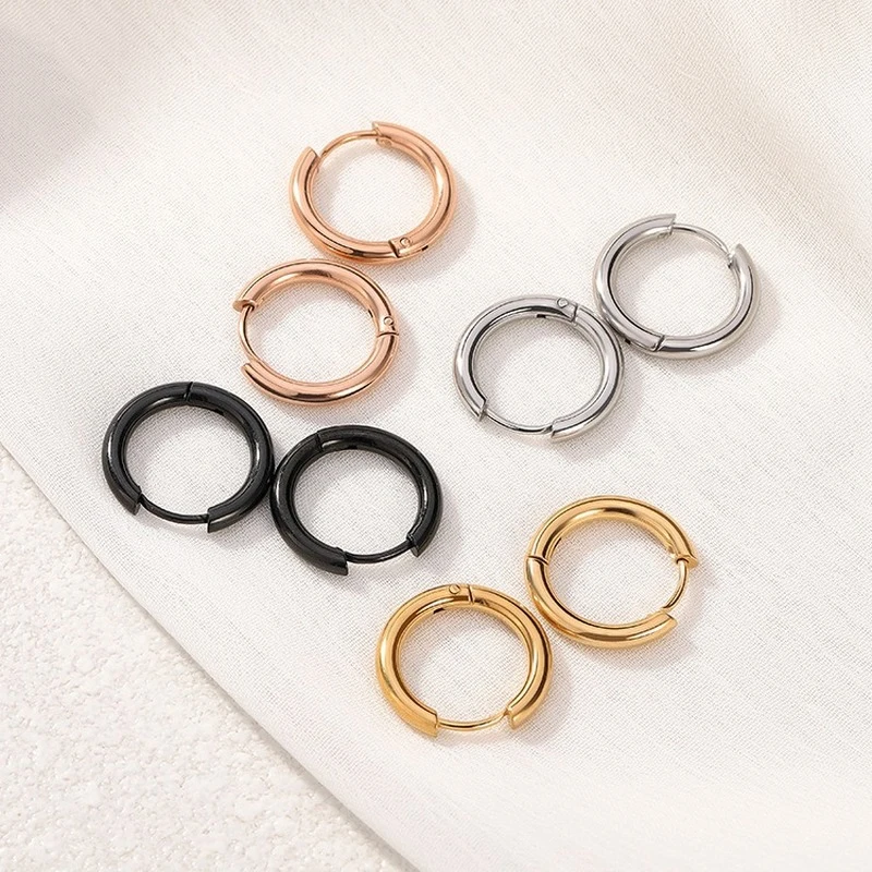 

Punk 7 Size Simple Circle Small Hoop Earrings For Women Girl Hip-hop Gold Silver Color Geometric Round Earring Jewelry