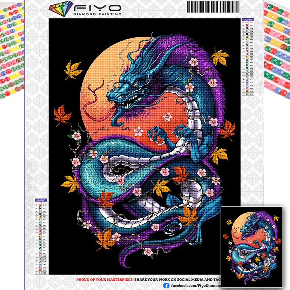 5D алмазная живопись Японский дракон тигр животные полная Алмазная вышивка