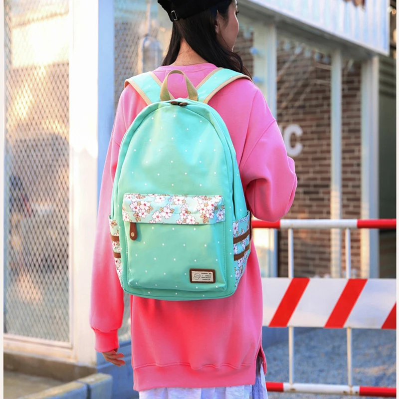 

NEW Dots Printing Backpacks School Bags Backpack Canvas Schoolbags for Teenage Girls Students Bag female travel bagpack