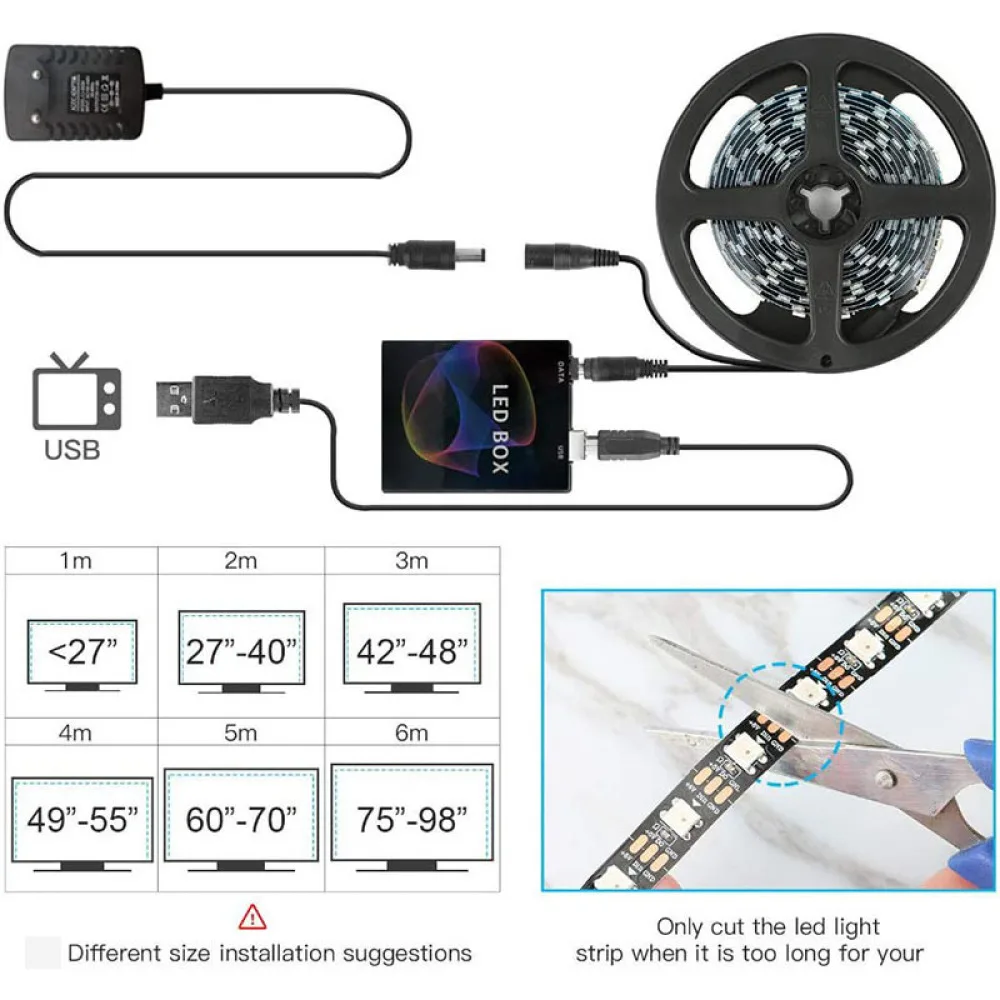 Светодиодная лента WS2812B с питанием от USB 5 м В | Лампы и освещение
