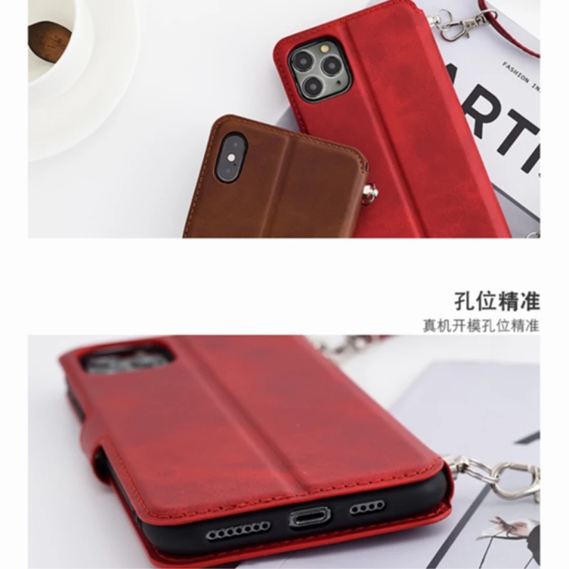 Чехол-бумажник с откидной крышкой из искусственной кожи для телефона iphone 11 12 mini pro