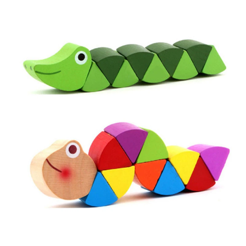 Монтессори деревянная гусеница игрушки развивающие Раннее Обучение упражнения