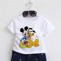 disney white pink summer baby clothes 1 to 7 years t shirt new mickey minnie cute cartoon printed fashion boy girl baby can wear