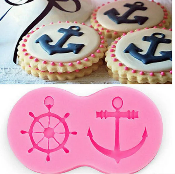 

Newly 3D Boat Anchor Helm Shape Silicone Fondant Soap Cake Mold DIY Cupcake Jelly Candy Chocolate Decoration Baking Tool Moulds