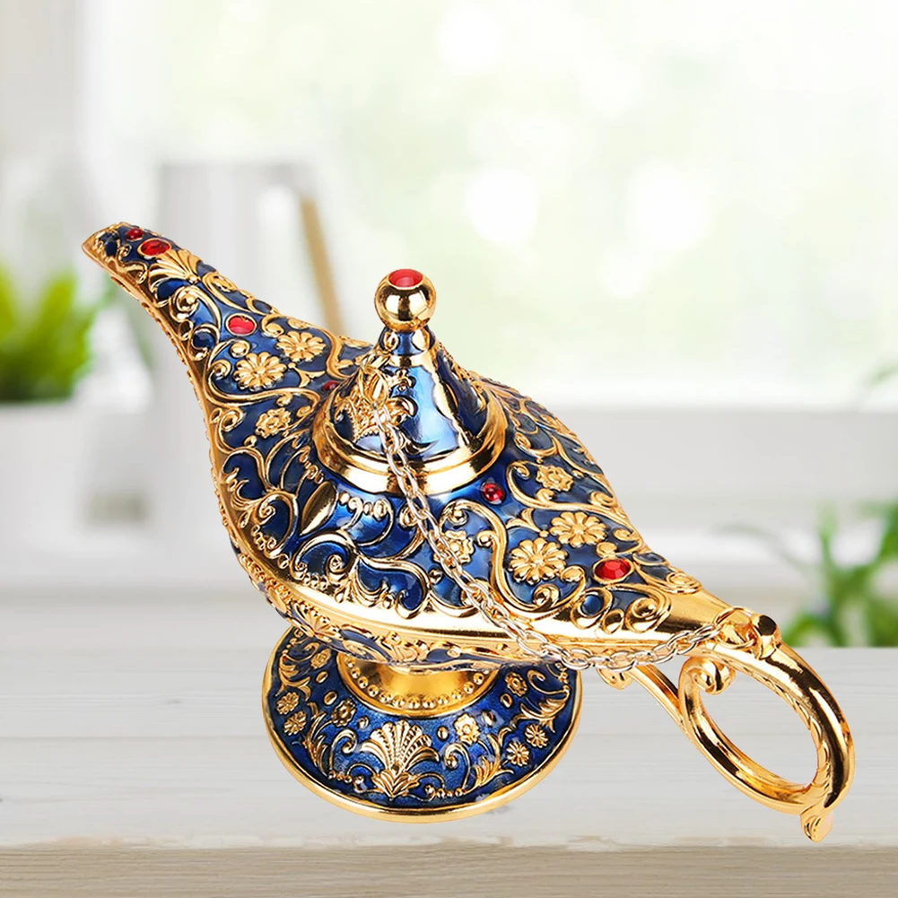 

Multi-color Aladdin Magic Lamp Retro Home Decoration Traditional Hollow Fairy Tale Wishing Elf Elf Teapot Crafts Decoration Gift