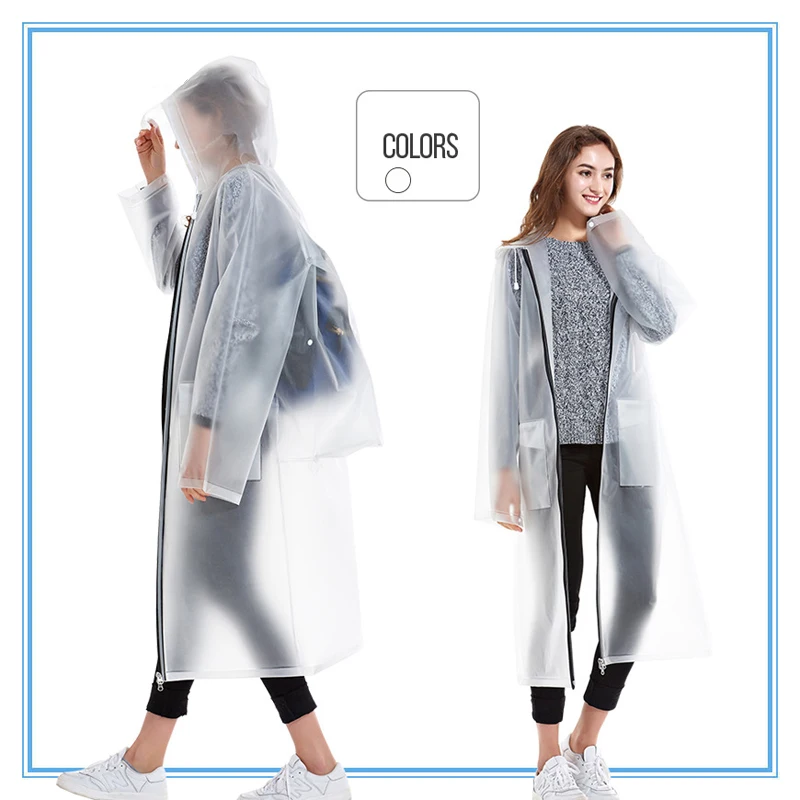 Длинный дождевик из эва с отделением для рюкзака женщин и мужчин пончо на молнии