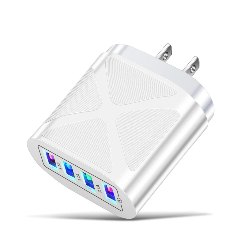 Зарядное устройство с 4 USB-портами и светодиодной подсветкой для iPhone 7 8 Plus X XR XS Samsung