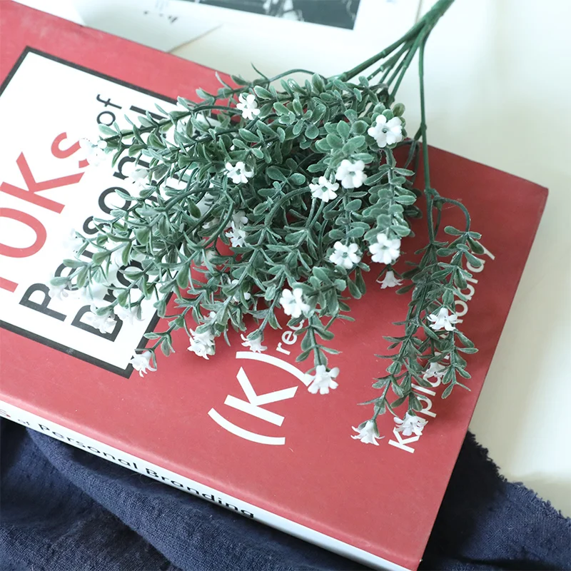 

7-Pronged Small Wintersweet Gypsophila Wholesale Wedding Decoration Artificial Flower Factory Fake Flower Green Plant Craft