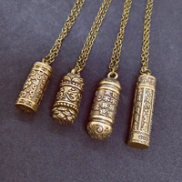 mini brass spoon jar accessories pendants locket sanskrit mantra embossed necklace urn necklace charm memorial jewelry