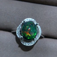ring engagement real 925 sterling silver birthstone natural black opal wedding band rings for women bridal accessories