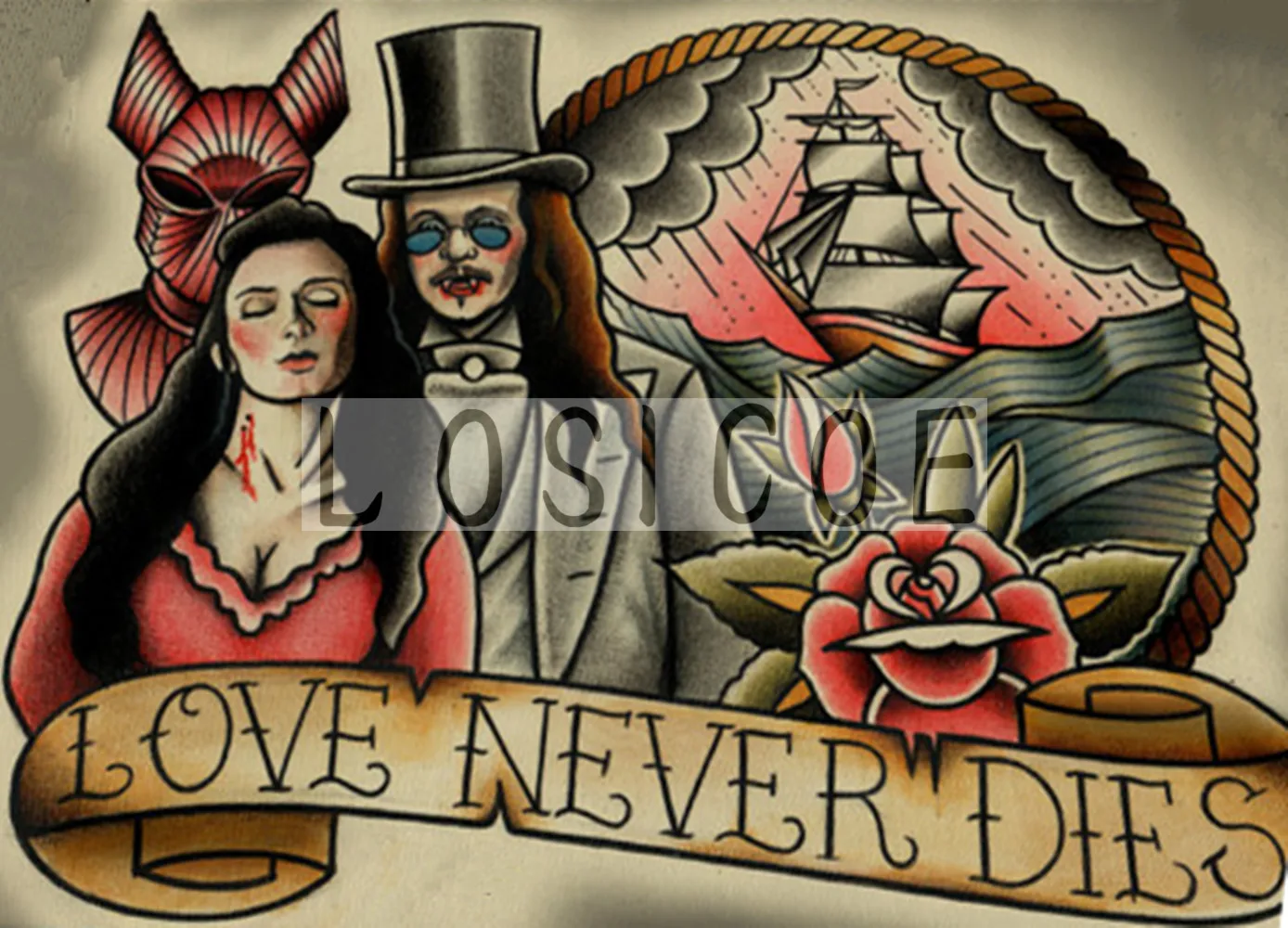 &quotLOVE NEVER DIES&quot 30X42 см ретро крафт бумага постер татуировки художественная