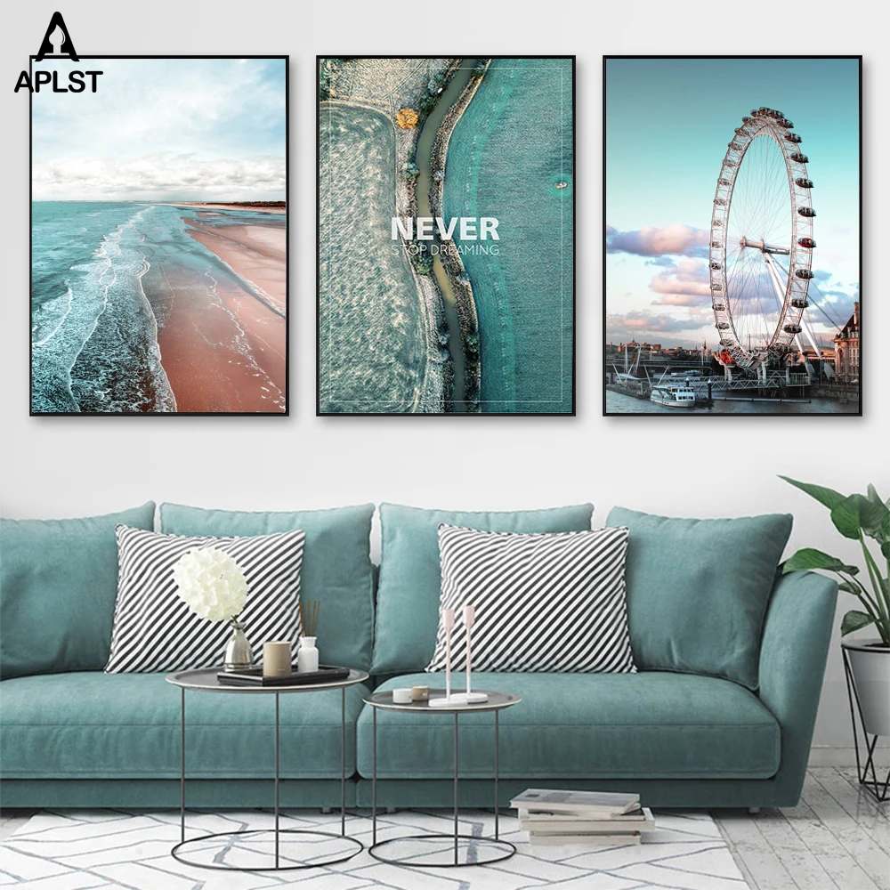 Скандинавский пейзаж холст печать постер вдохновляющие цитаты картины пляж