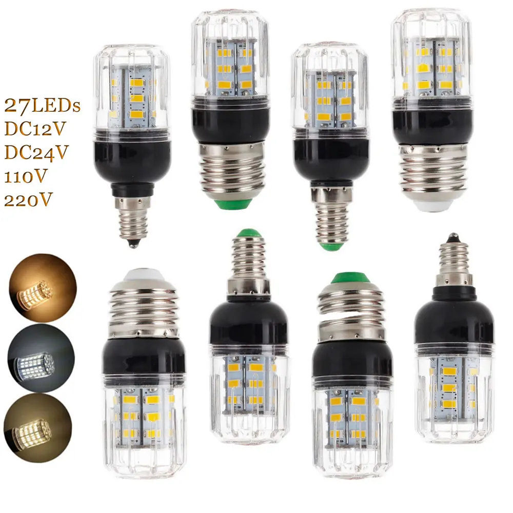 10 шт./лот E27 E14 E12 E26 27 светодиодов 7 Вт освещение SMD 5730 Светодиодная лампа Кукуруза