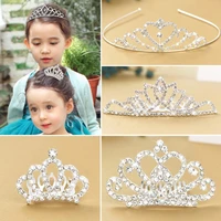 1pc rhinestone crown headband glittering cute princess girls hair comb baby crown little girls hairpin hair accessories wholesal