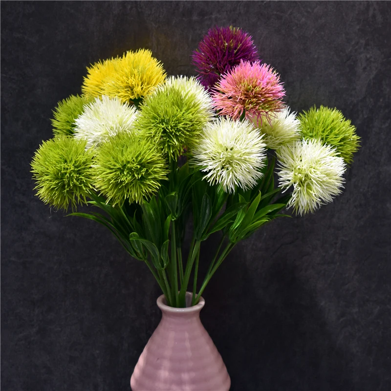 

Artificial Flowers Green Real Touch Dandelion Fake Plants Plastic Flowers Home Decoration Length 25cm