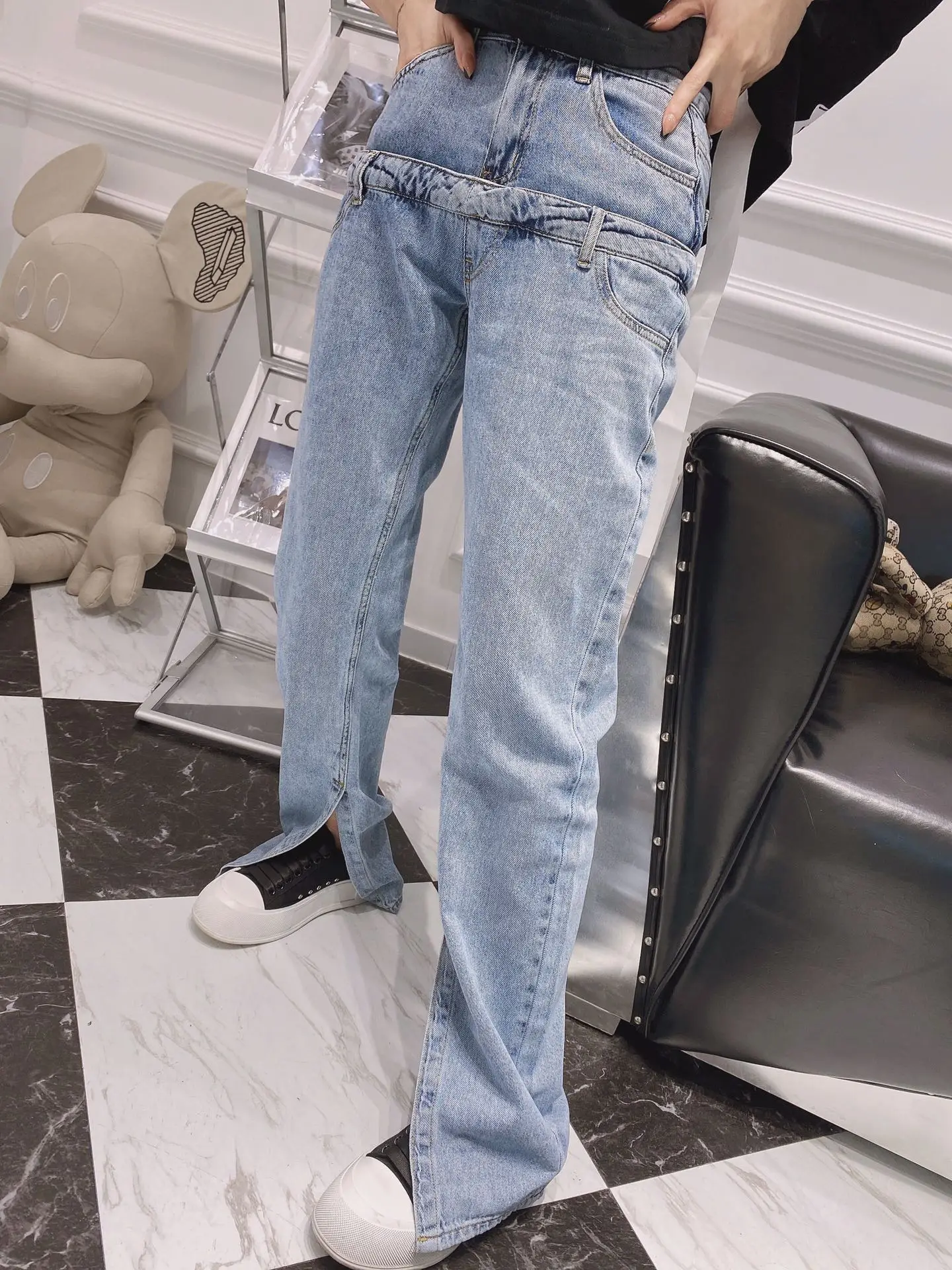 Spring New 2021 Women High Quality Patchwork Waist Denim Pants Female Casual Jeans Ddxgz2 2.22