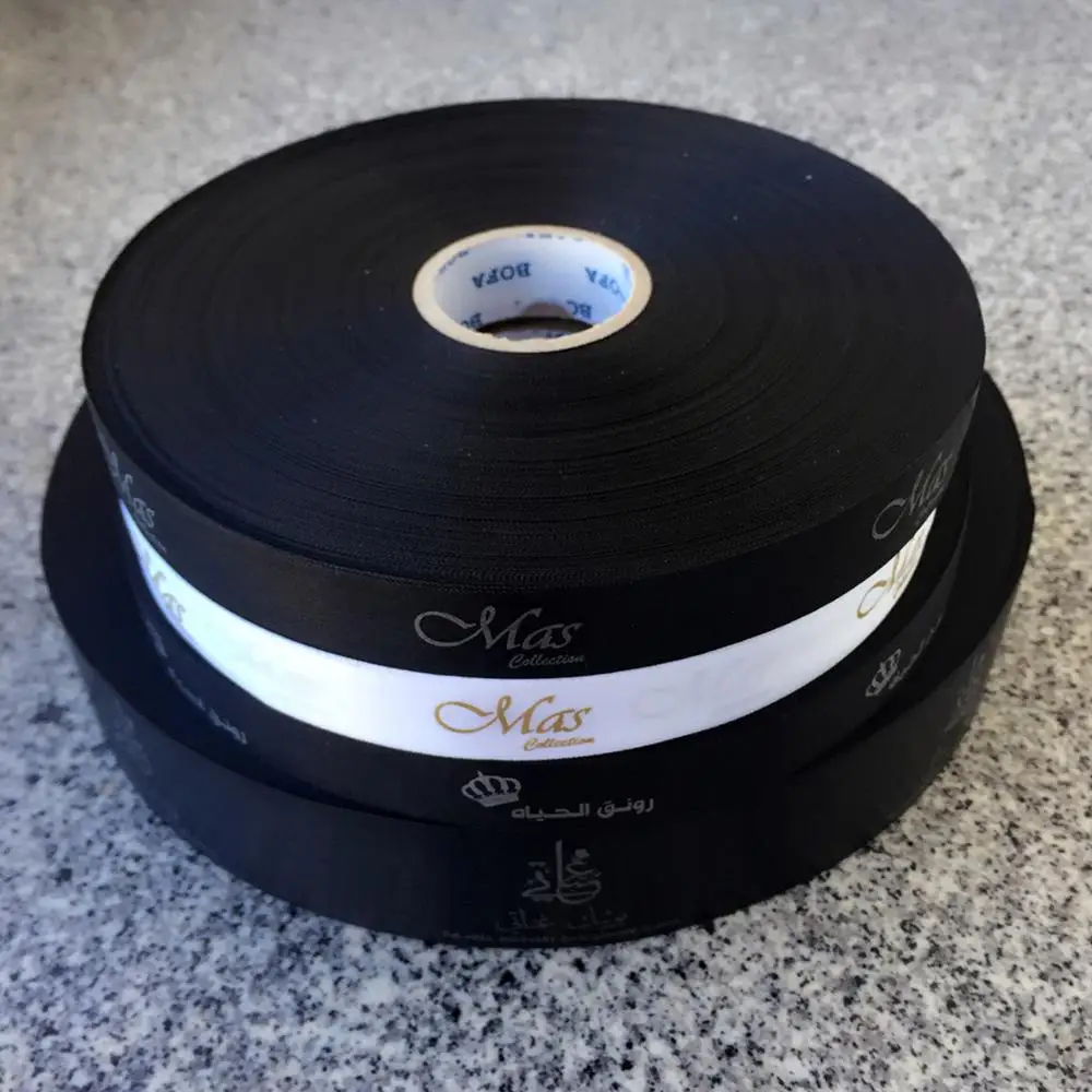 200 yards customize your own logo silk satin ribbon tape printing customized brand name hair bundle's | Дом и сад