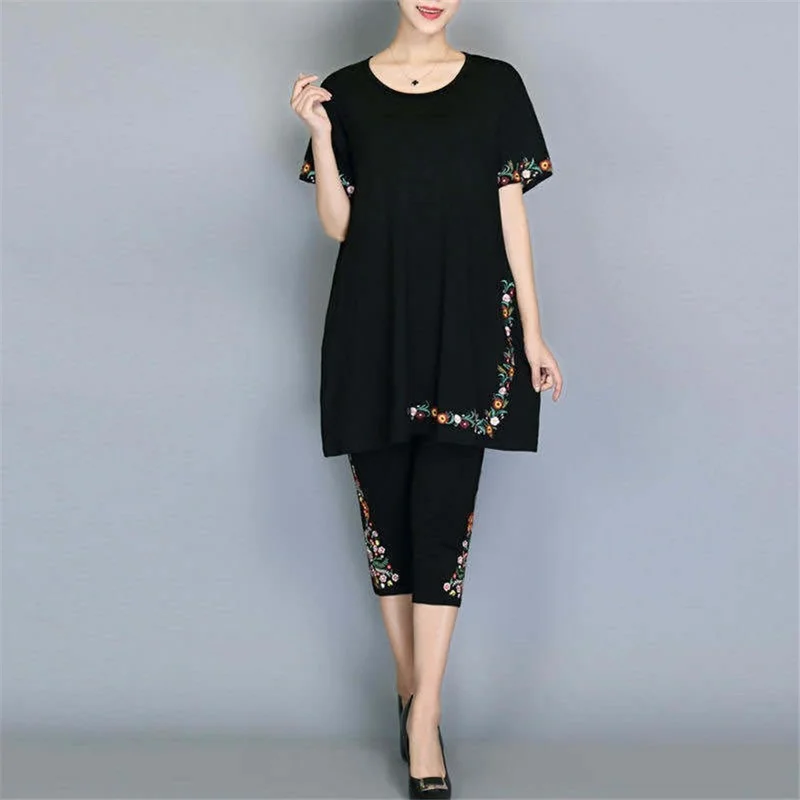 

2021 Summer Clothes Women Large Plus Size 5XL Sports Suit Top and Pant Two Piece Sportwear Tracksuit Matching Set Plus Size 5XL