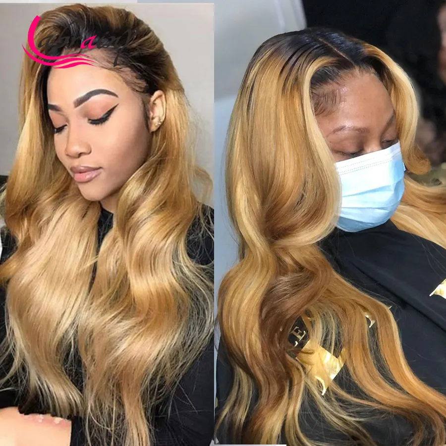 

13X6 Lace Frontal Body Wave Human Hair Wig Highlight Honey Blonde Ombre Brown Hd Transparent Lace Front Full Wavy Pre Plucked