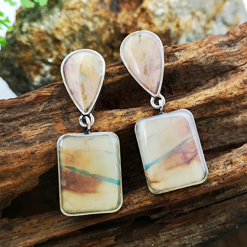 Винтаж ручной работы Асимметричный геометрический серьги из сплава прокладки