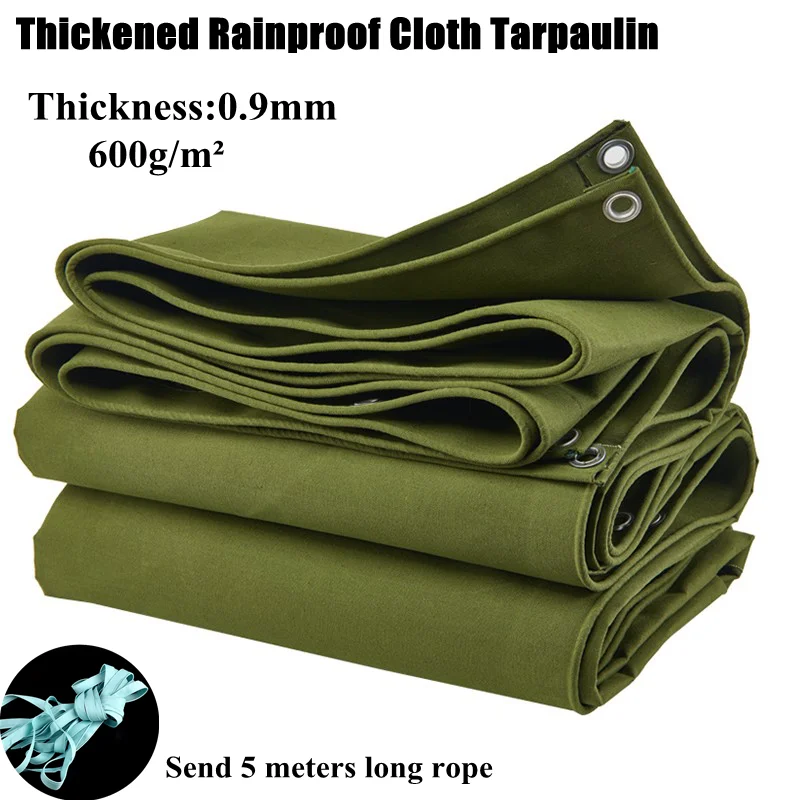 Thick 0.9mm Green Rainproof Cloth Canvas Outdoor Tarpaulin Car Truck Canopy Shade Sail courtyard Garden Awning Waterproof Cloth