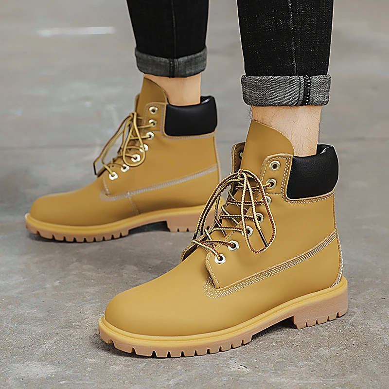 

Winter Boots Men -Waterproof Leather Lace Up Fashion Walking High Top Ankle Comfortable Casual Shoes Dropship Suppliers