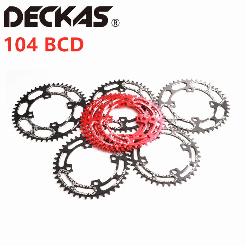 DECKAS круглый 104BCD 40/42/44/46/48/50/52T горный велосипед Звездочка MTB велосипед диаметра окружности болтов(Алюминий узкая широкая цепь из колец цепь BCD 104