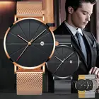 Часы мужские кварцевые с сетчатым ремешком, простые классические деловые повседневные наручные, с календарем, из нержавеющей стали