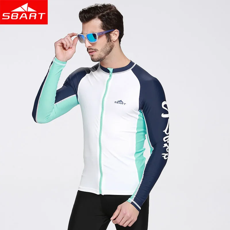 Мужская рубашка для плавания Sbart на молнии с длинным рукавом и защитой от солнца