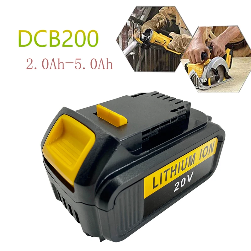 

High Quality 18V 2.0-5.0Ah DCB200 Li-ion Battery for DeWalt MAX XR 18V and 20V power tool 5000mAh lithium Batteries 40M